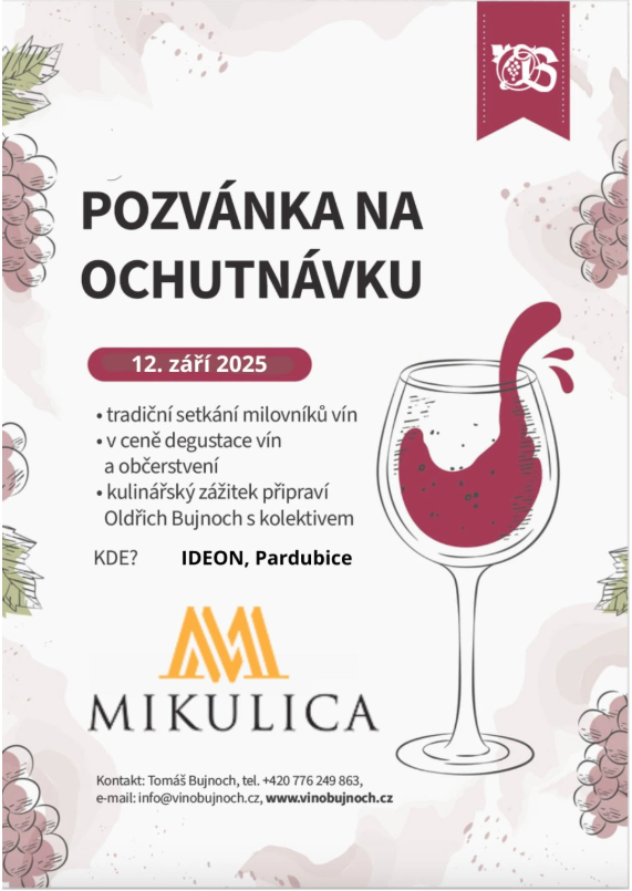 Ochutnávka vín z vinařství Mikulica - Ideon Pardubice 12. 9.