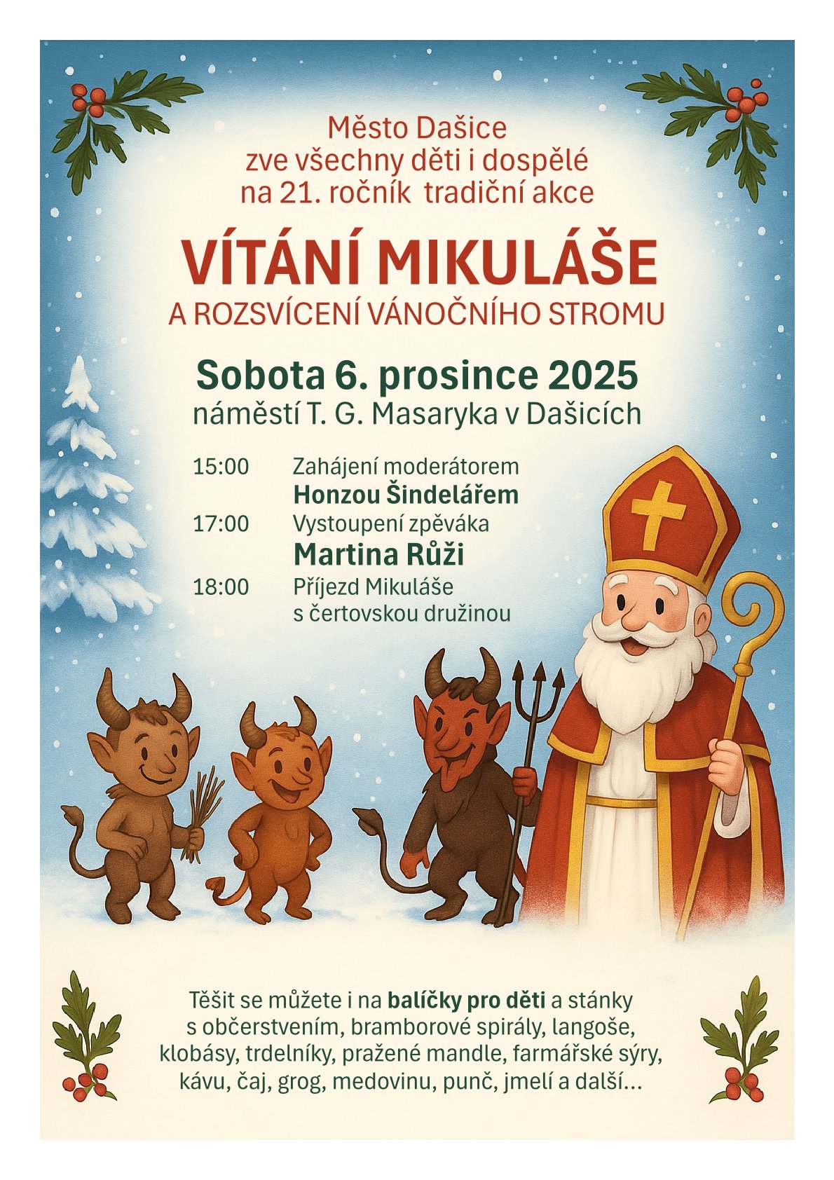 VÍTÁNÍ MIKULÁŠE A ROZSVÍCENÍ VÁNOČNÍHO STROMU