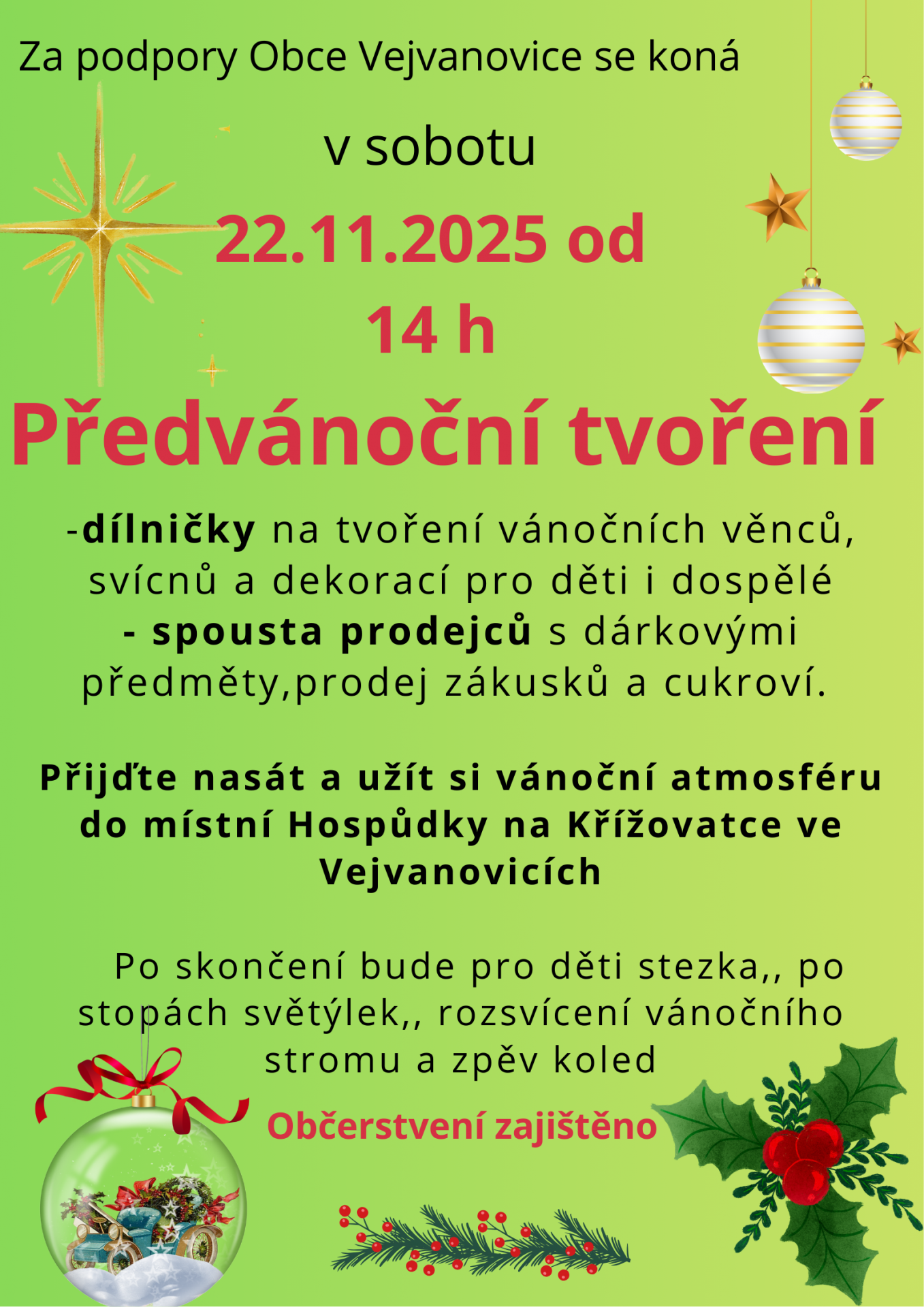 Předvánoční tvoření 22.11.2025 od 14 hodin